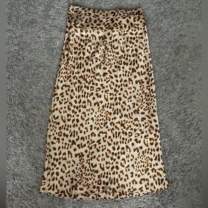 Free People Cheetah Print Silky Long Skirt